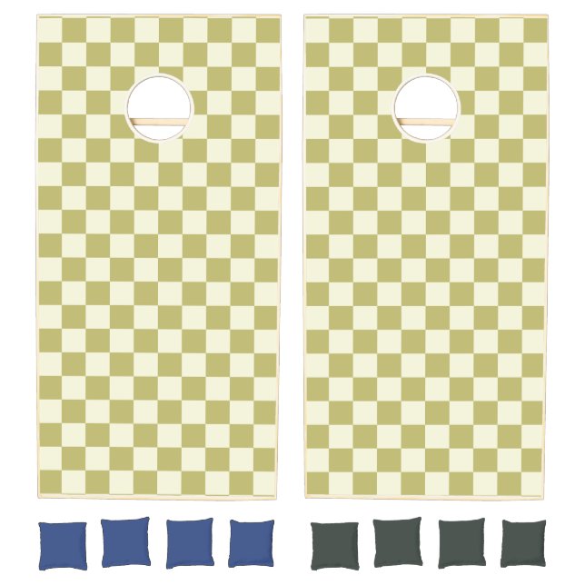 Dark Khaki and Beige Checkerboard Cornhole Set (Set)
