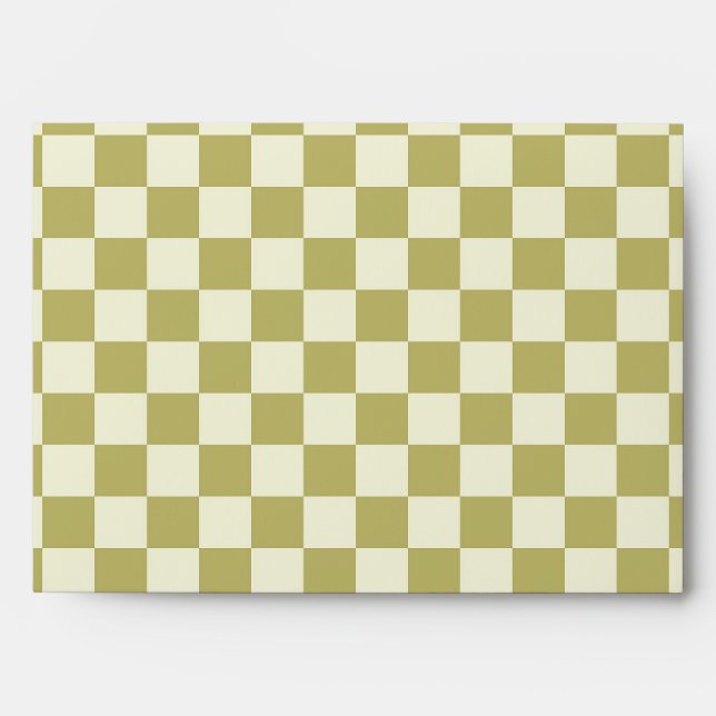 Dark Khaki and Beige Checkerboard Envelope (Front)