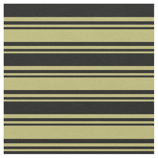 Dark Khaki and Black Lines Pattern Fabric