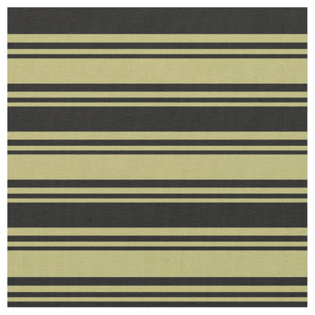Dark Khaki and Black Lines Pattern Fabric (Close Up)