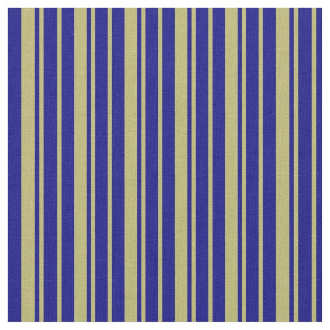 Dark Khaki and Blue Striped Pattern Fabric (Close Up)