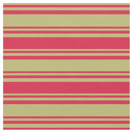 Dark Khaki and Crimson Colored Stripes Fabric