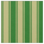 [ Thumbnail: Dark Khaki and Dark Green Colored Lined Pattern Fabric ]