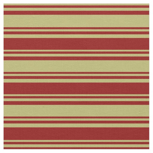 Dark Khaki and Dark Red Colored Lines Fabric