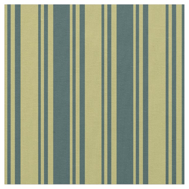 Dark Khaki and Dark Slate Gray Stripes Fabric (Close Up)
