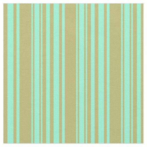 Dark Khaki & Aquamarine Colored Lines Fabric