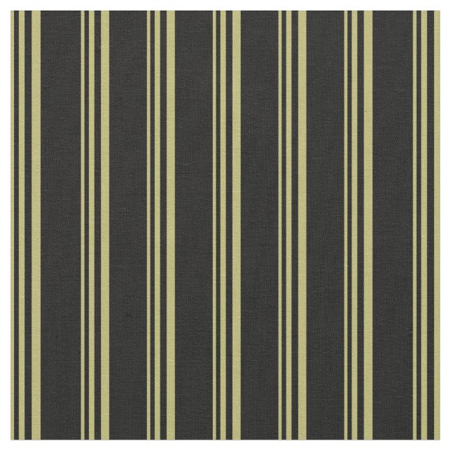 Dark Khaki & Black Lined/Striped Pattern Fabric (Close Up)