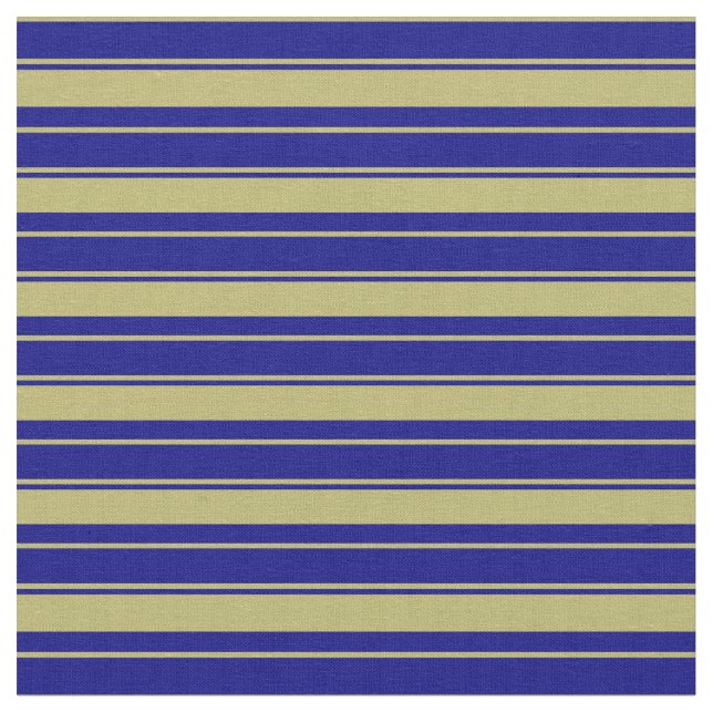 Dark Khaki & Blue Colored Stripes Pattern Fabric (Close Up)