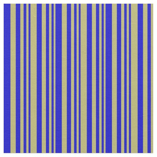 Dark Khaki & Blue Lined/Striped Pattern Fabric