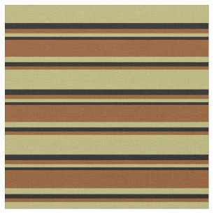 Dark Khaki, Brown & Black Colored Striped Pattern Fabric