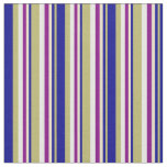 [ Thumbnail: Dark Khaki, Dark Blue, Tan, Purple & White Colored Fabric ]