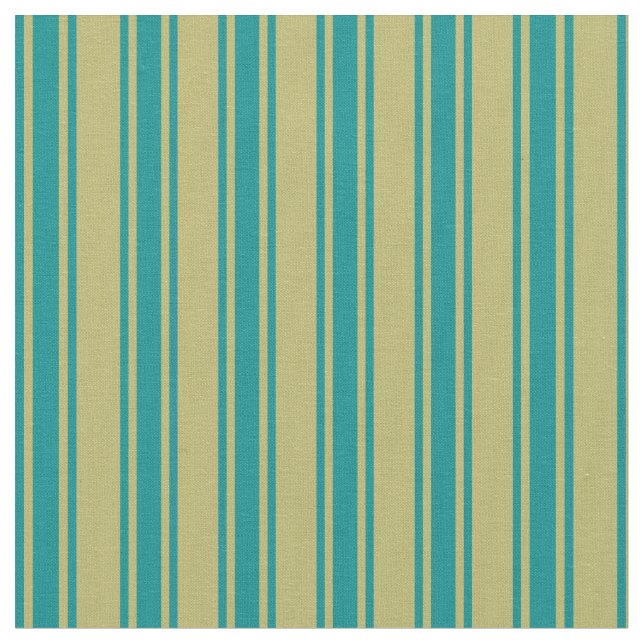 Dark Khaki & Dark Cyan Colored Stripes Fabric (Close Up)