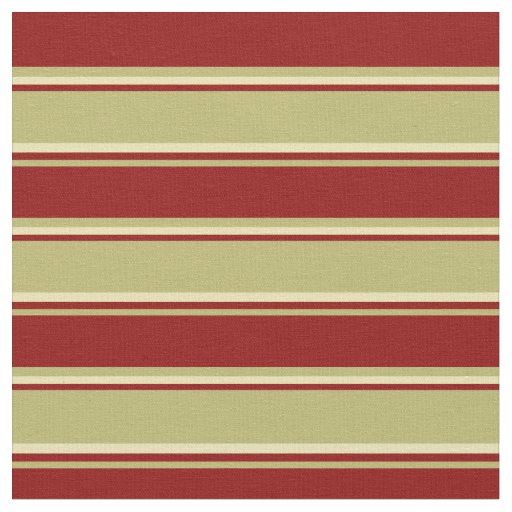 Dark Khaki, Dark Red & Tan Lines Fabric