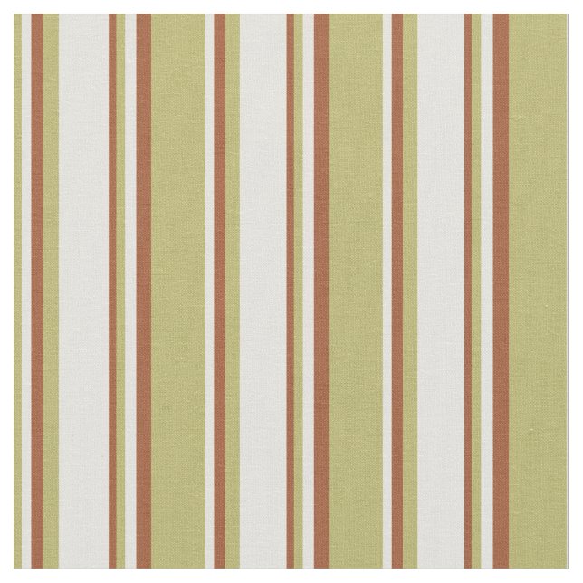 Dark Khaki, Light Yellow & Sienna Lines Pattern Fabric (Close Up)