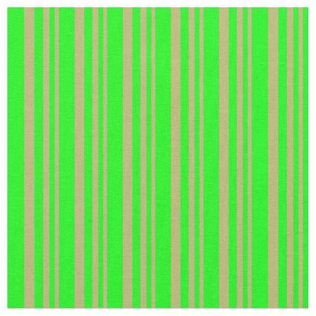 Dark Khaki & Lime Colored Stripes Fabric (Close Up)
