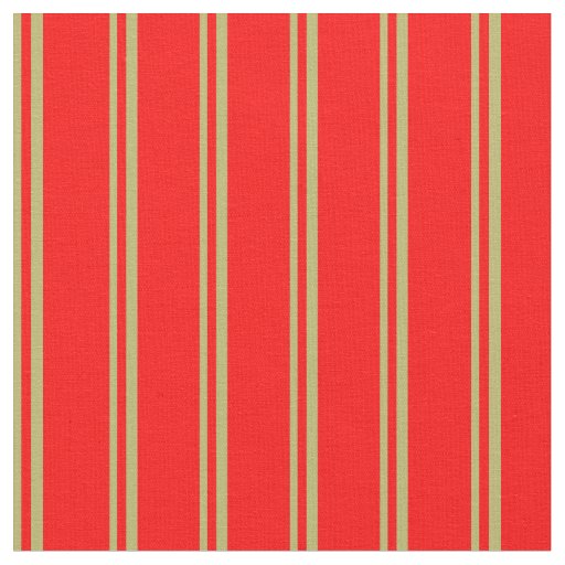 Dark Khaki & Red Lined/Striped Pattern Fabric