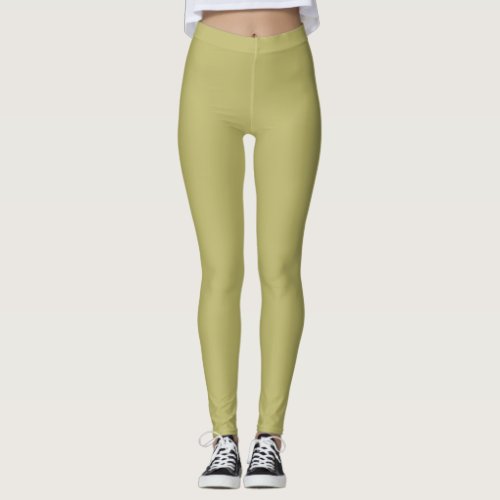 Dark Khaki Solid Color Leggings