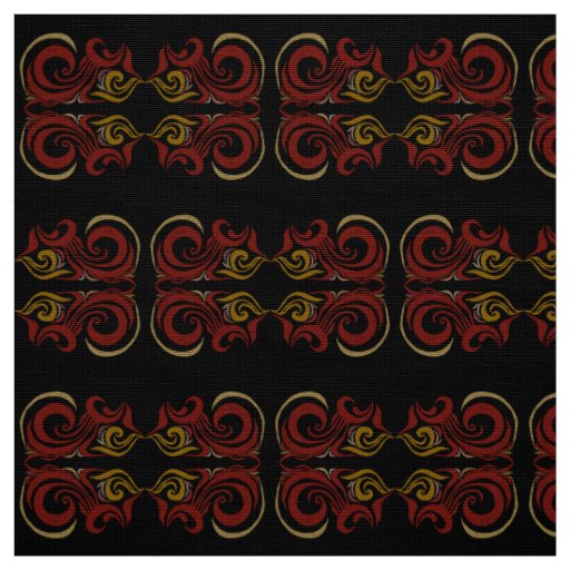 Dark Khokhloma Fabric