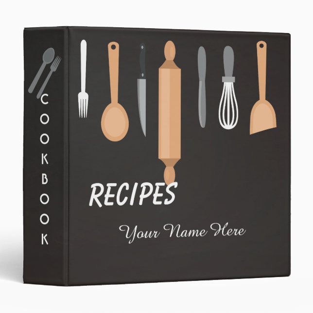 Dark Kitchen utensils recipe binder book (Front/Spine)