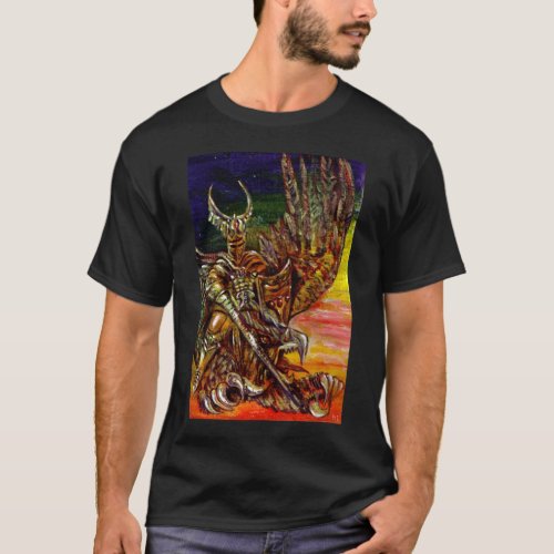 DARK KNIGHT AND DRAGON Fantasy T_Shirt