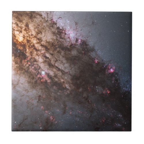 Dark Lanes Of Dust Crisscross Centaurus A Galaxy Ceramic Tile