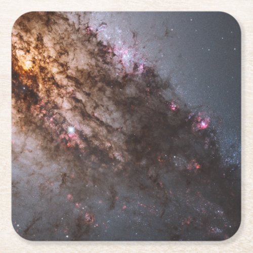 Dark Lanes Of Dust Crisscross Centaurus A Galaxy Square Paper Coaster