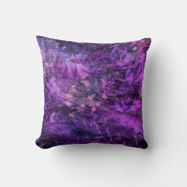 Dark Lavender Cosmic Decor Throw Pillow (Front)