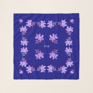 Dark Lavender Purple Orchids Square Chiffon Scarf