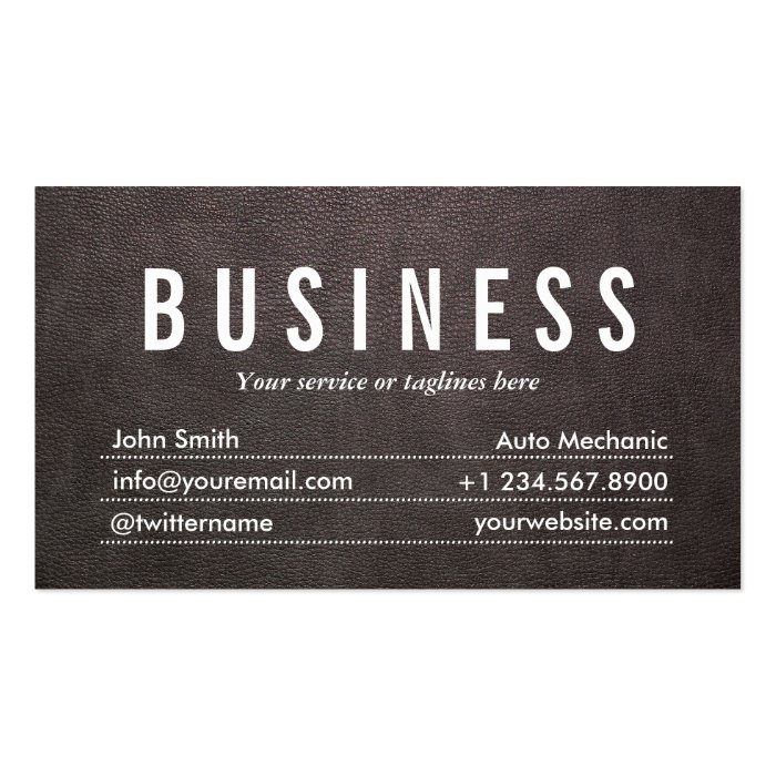 Dark Leather Auto Mechanic Business Card