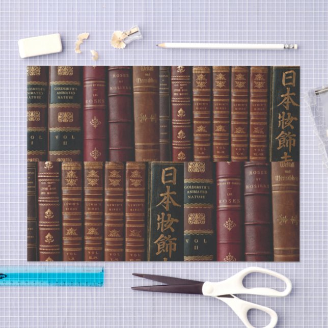 Dark Leather Book Spines Decoupage Tissue Paper (Craft)