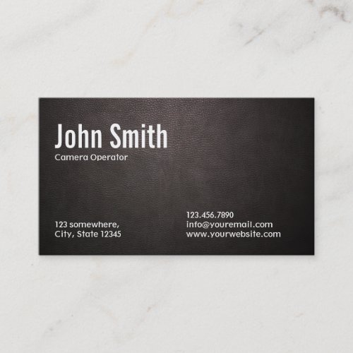 Dark Leather Camera Operator Business Card