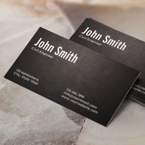 Dark Leather Civil Engineer Business Card