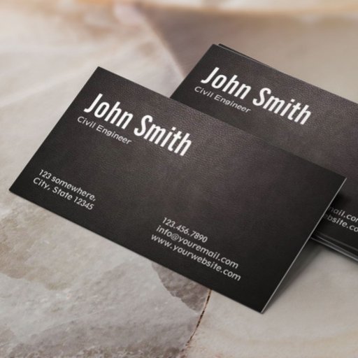 Customizable Dark Leather Civil Engineer Business Card