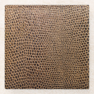 Dark Leather: Elegant Simple Background Glass Coaster