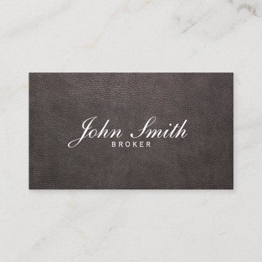 Customizable Dark Leather Real Estate Broker Business Card