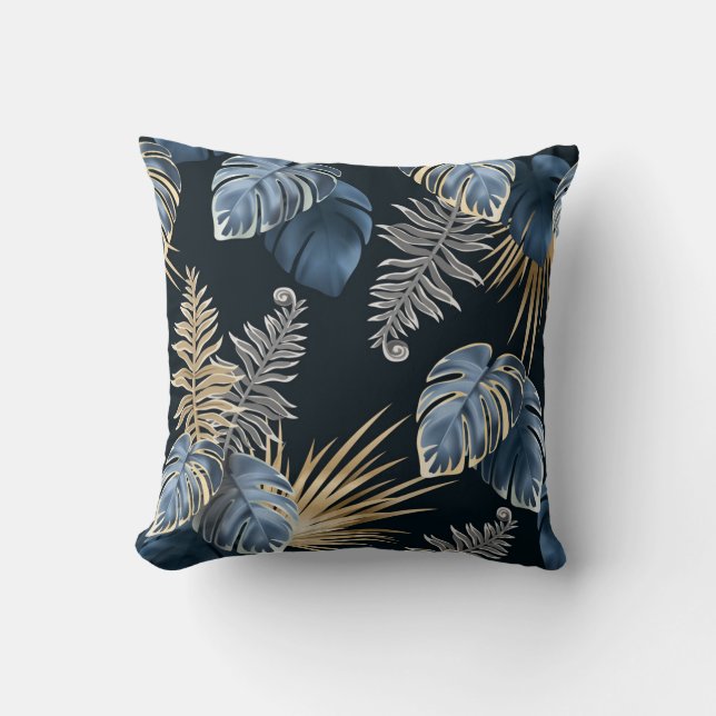dark leaves tropic plants throw pillow (Front)