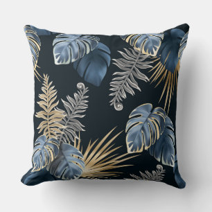 dark leaves tropic plants throw pillow