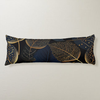 Dark Leaves with Golden Dots Throw Pillow