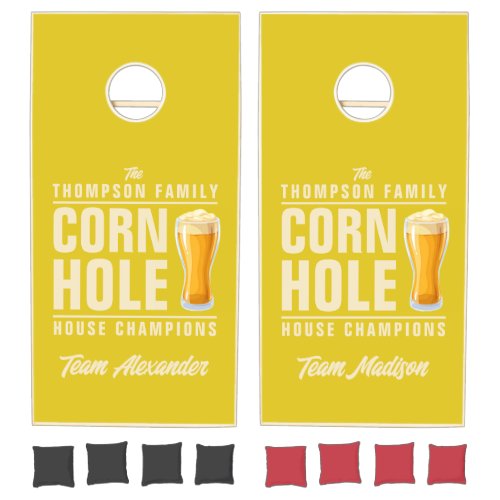 Dark Lemon Brew Battle Champions Team Names Cornhole Set