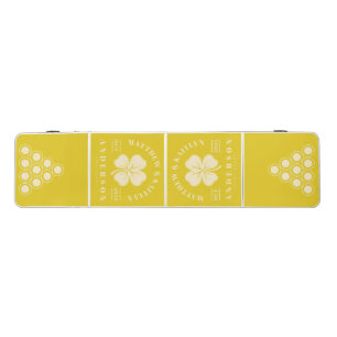 Dark Lemon Irish Lucky Clover Wedding Crest Beer Pong Table