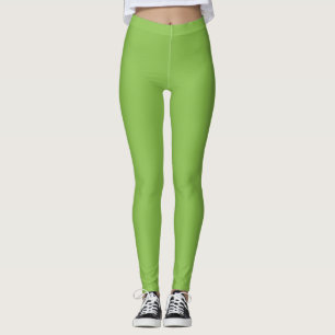 Dark Lemon Lime Color Solid Plain Leggings