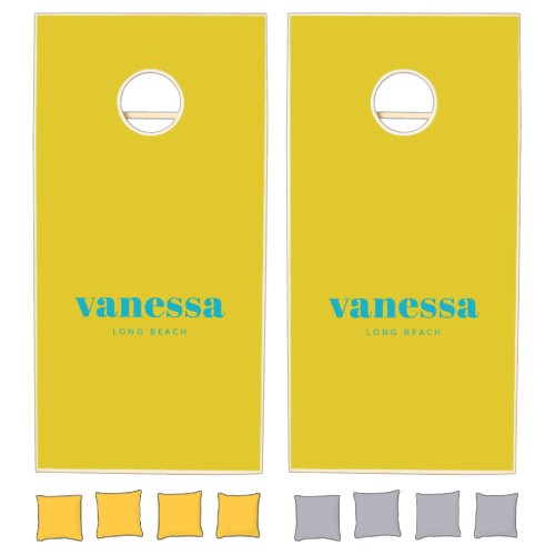 Dark Lemon Minimal Modern Classic Name Cornhole Set