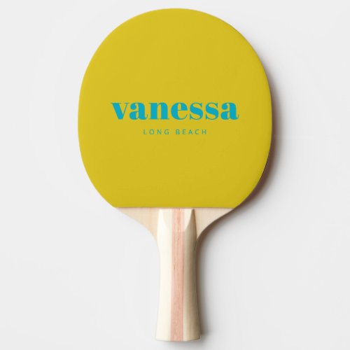 Dark Lemon Minimal Modern Classic Name Ping Pong Paddle