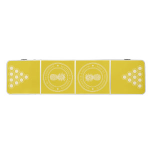 Dark Lemon Pineapple Wedding Crest & Names Beer Pong Table