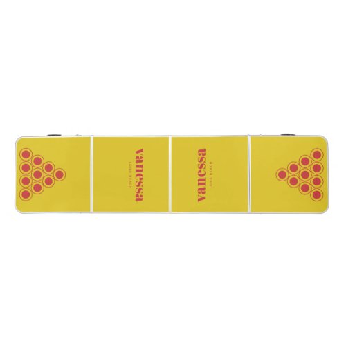 Dark Lemon & Red Minimal Modern Classic Name Beer Pong Table