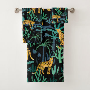 Dark Leopard Jungle  Bath Towel Set