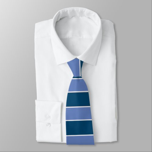 Dark Light Blue Horizontal Stripes Neck Tie