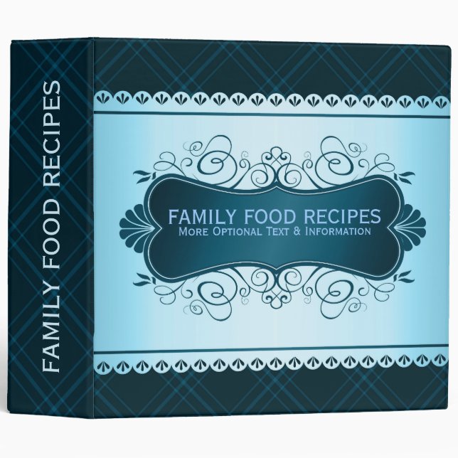 Dark & Light Blue Plaid With Lace 3 Ring Binder (Front/Spine)