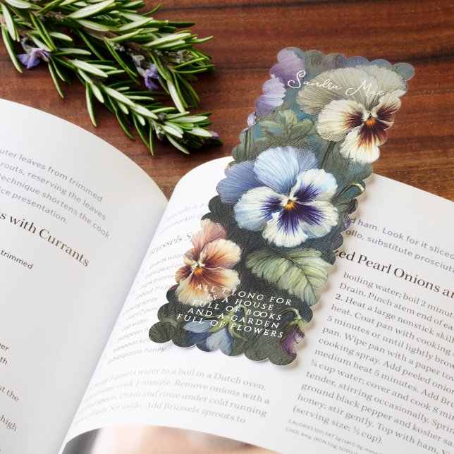 Dark Light Blue Violas Fine Art Botanical Painting Bookmarks (Book)