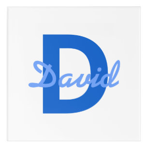 Dark & Light Blue White Editable Name Monogram Acrylic Print